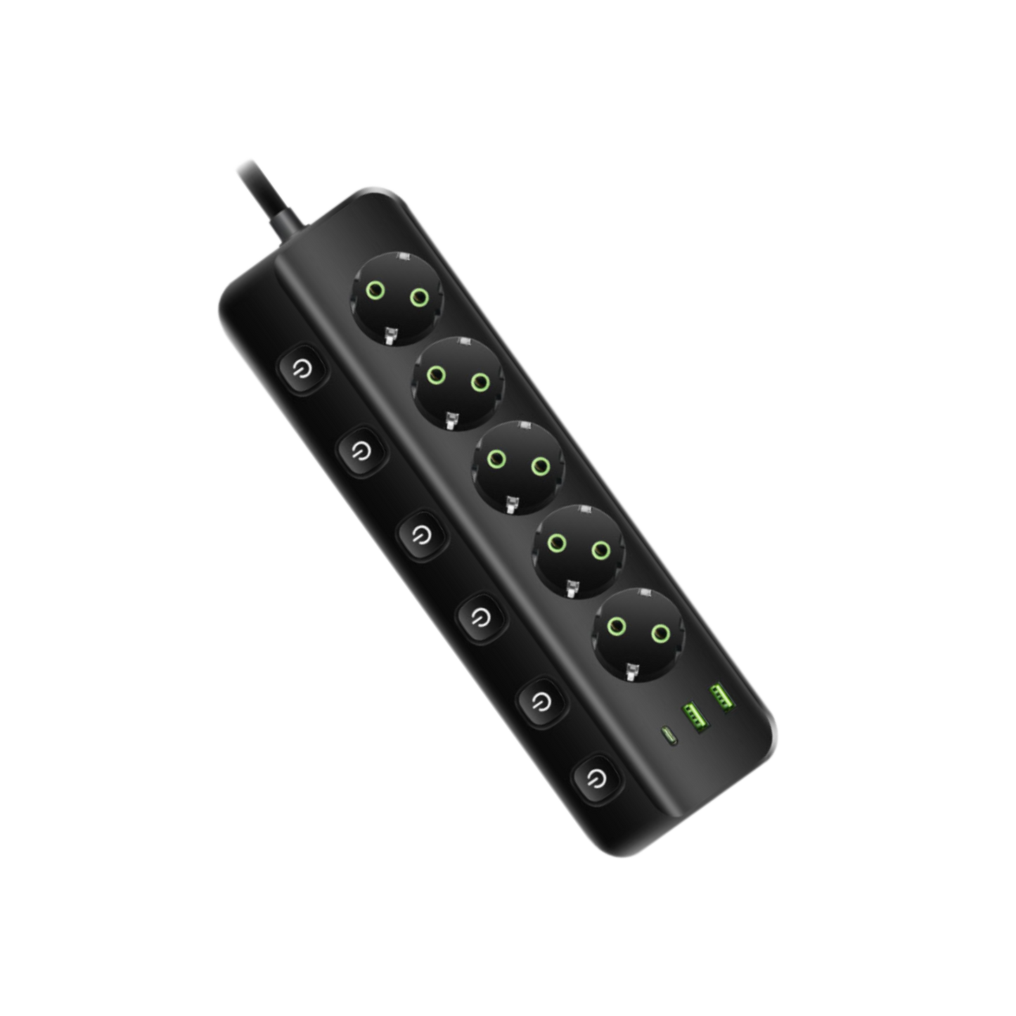 Kabllo Vazhduese 5 Priza, 2 USB, 1 USB-C