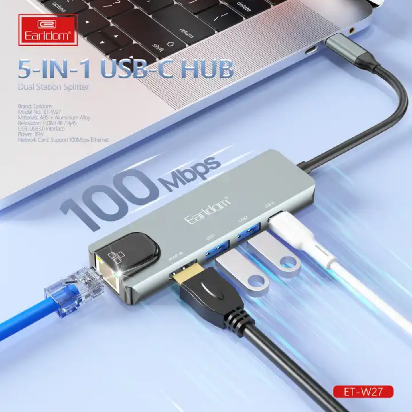 Transmetues ET-W27 USB-C HUB 5 në 1