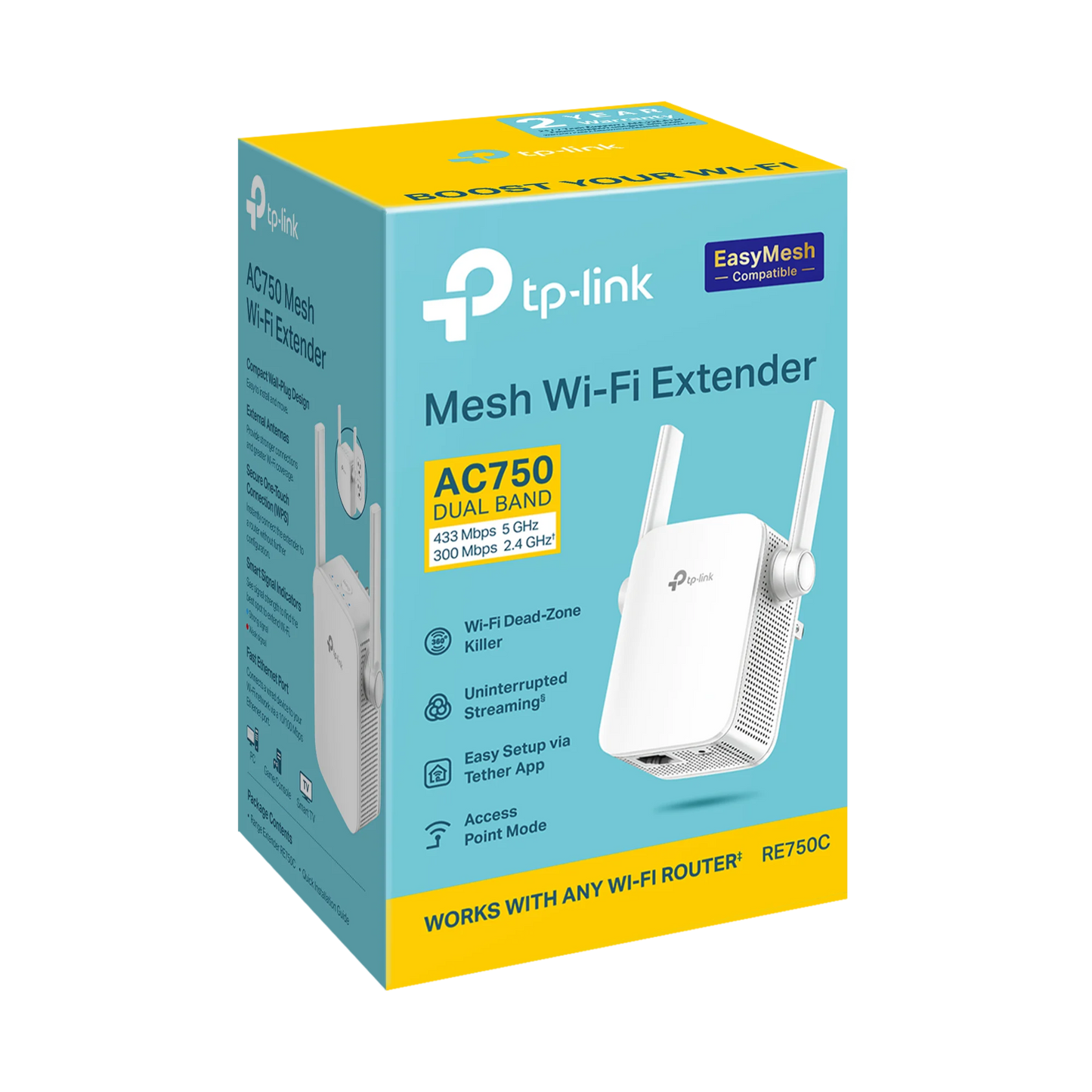 Zgjerues TP-Link AC750 Wi-Fi 5 me dy banda